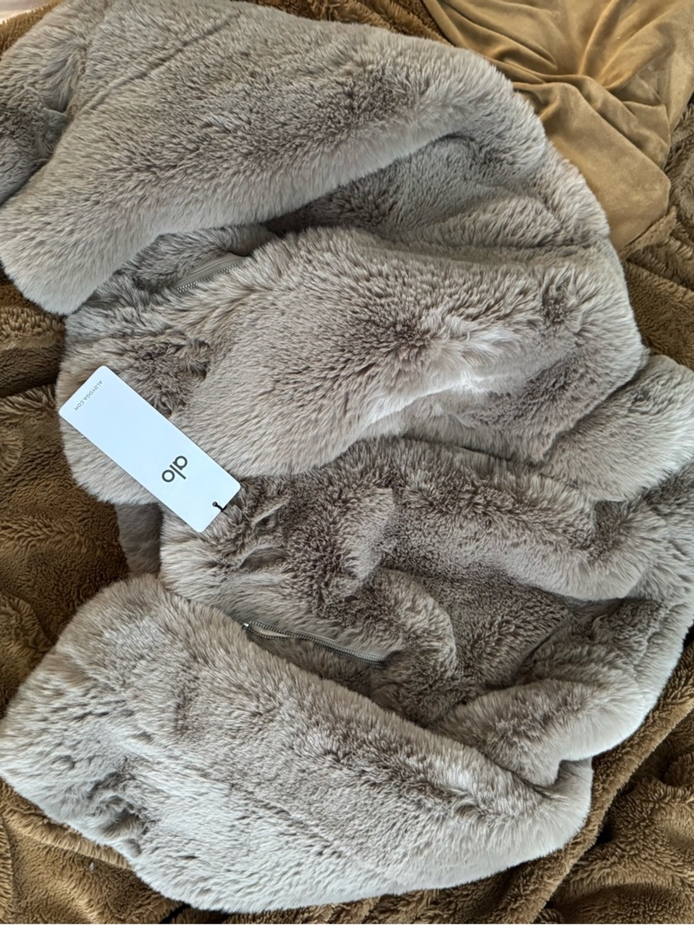 ALO Yoga Faux Fur Jacket in Taupe